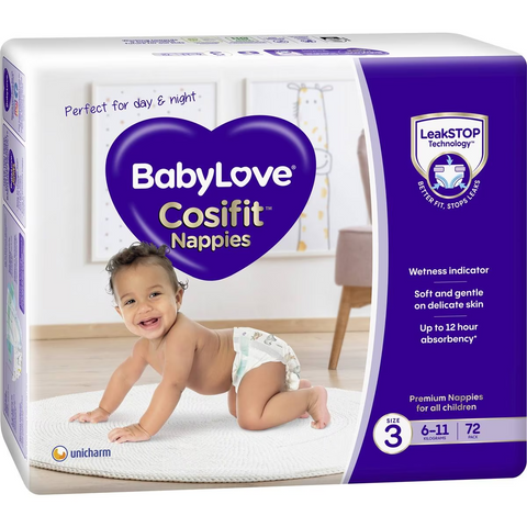 Babylove Cosifit Nappies Size 3 (6-11kg) 72 Pack