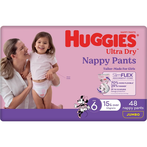 Huggies Ultra Dry Nappy Pants Girls Size 6 (15kg+) 48 Pack