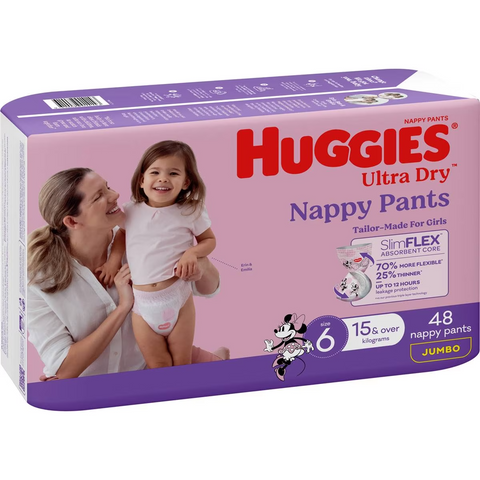 Huggies Ultra Dry Nappy Pants Girls Size 6 (15kg+) 48 Pack