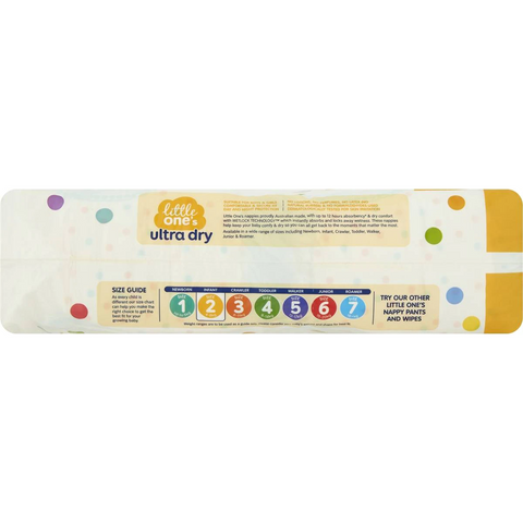 Little One's Size 2 Ultra Dry Nappies Infant 4-8kg Boys & Girls 56 Pack