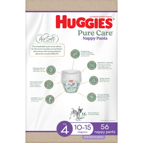 Huggies Ultimate Nappy Pants Size 4 (10-15kg) 56 Pack