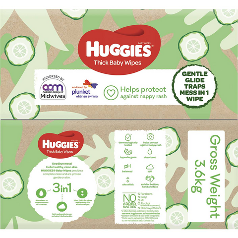 Huggies Thick Baby Wipes Cucumber & Aloe 400 Pack