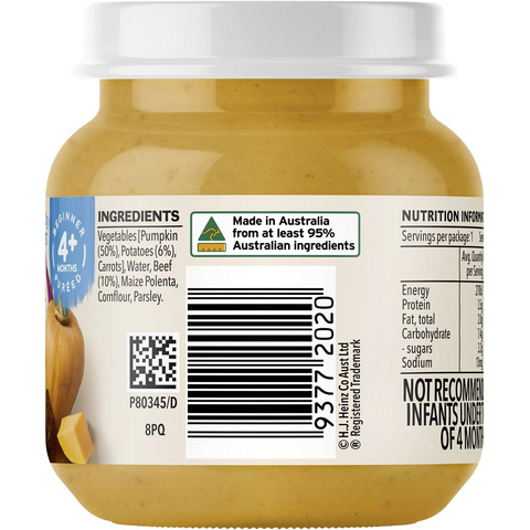 Heinz Pumpkin & Potato + Beef Baby Food Jar 4+ Months 110g