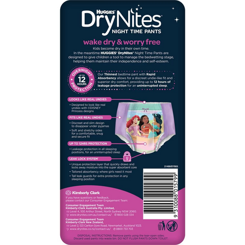 Huggies Drynites Night Time Pants For Girls 2-4 Years (13-20kg) 10 Pack