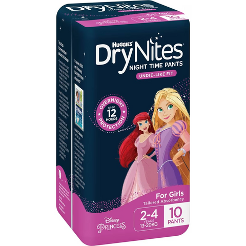 Huggies Drynites Night Time Pants For Girls 2-4 Years (13-20kg) 10 Pack