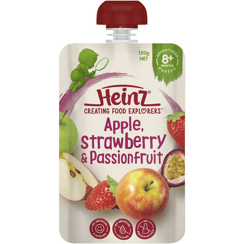 Heinz Baby Food 8+ Months Apple, Strawberry & Passionfruit 120g