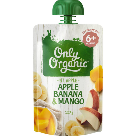 Only Organic 6 Months+ Apple Banana & Mango 120g