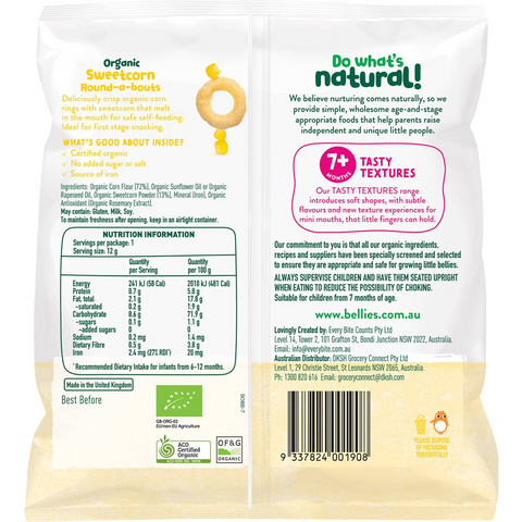 Baby Bellies Organic Round-a-bouts Sweetcorn 12g