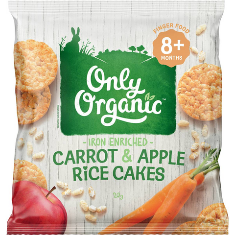 Only Organic Carrot & Apple Rice Cakes 20g