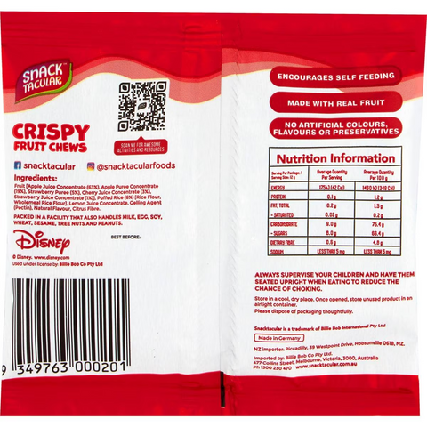 Snacktacular Chewy Crispy Fruit Pieces Apple & Strawberry 12+ Months 12g