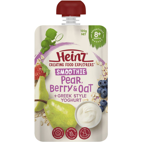 Heinz Smoothie Pear, Berry, Oat, Greek Yoghurt Baby Food 8+ M 120g