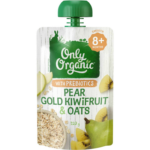 Only Organic Pear Gold Kiwifruit & Oats With Prebiotics 8+ Months 120g