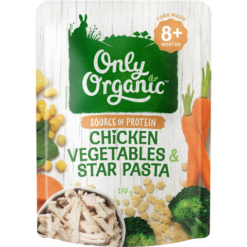 Only Organic Chicken Vegetables & Star Pasta 170g