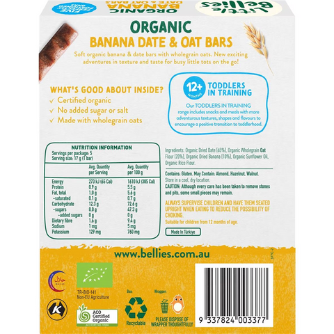 Little Bellies Organic Banana Date & Oat Bar 5 Pack