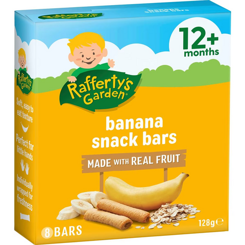 Rafferty's Garden Baby Food Banana Fruit Snack Bars 12+ Months 8 Pack