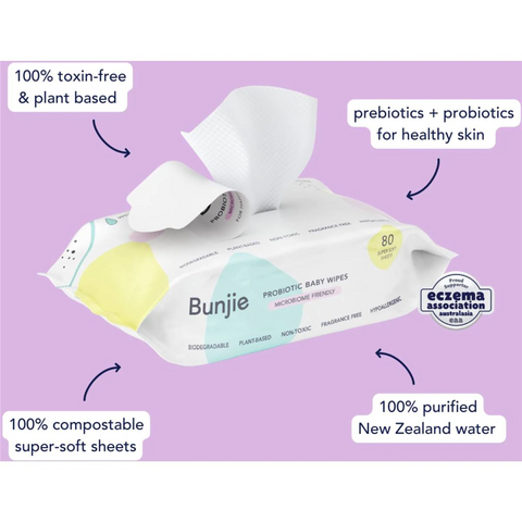 Bunjie Baby Probiotic Baby Wipes 80 Pack