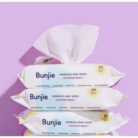 Bunjie Baby Probiotic Baby Wipes 80 Pack