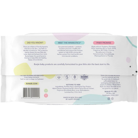 Bunjie Baby Probiotic Baby Wipes 80 Pack