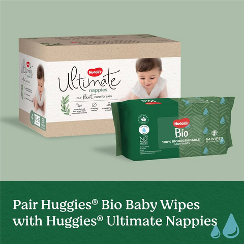 Huggies Bio Baby Wipes 64 Pack