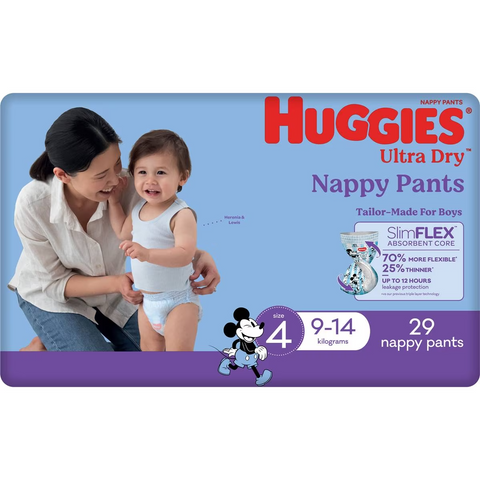 Huggies Ultra Dry Nappy Pants Boys Size 4 (9-14kg) 29 Pack