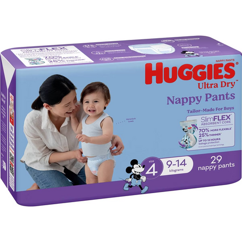 Huggies Ultra Dry Nappy Pants Boys Size 4 (9-14kg) 29 Pack