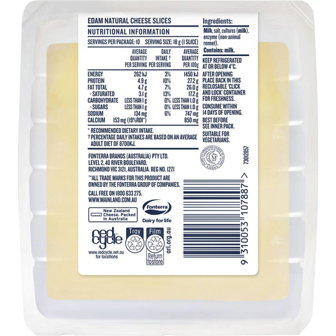 Mainland Edam Cheese Slices 180g