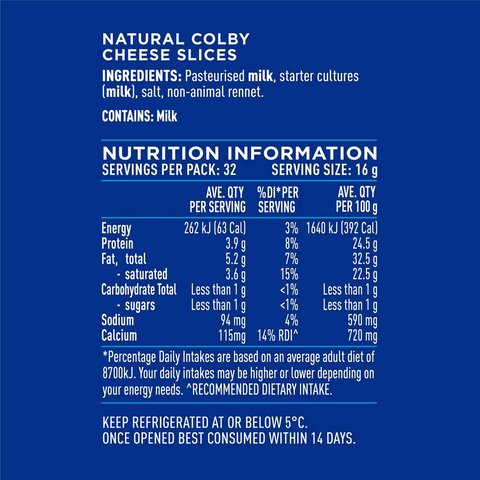 Cheer Cheese Colby Cheese Slices 500g