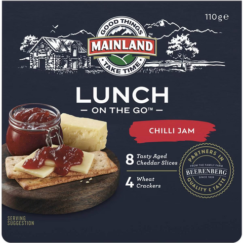 Mainland On The Go Chilli Jam With Cheddar Slices & Crackers 110g