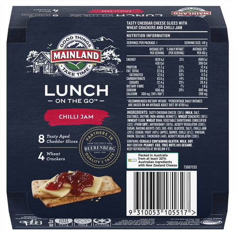 Mainland On The Go Chilli Jam With Cheddar Slices & Crackers 110g