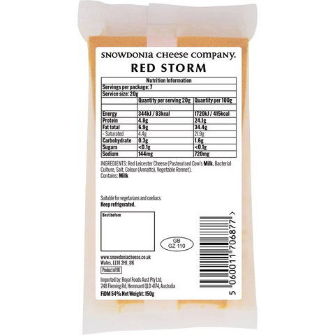 Snowdonia Cheese Co Red Storm Red Leicester 150g