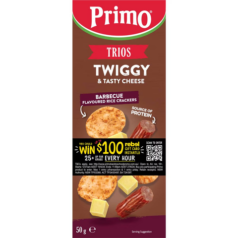 Primo Trios Twiggy Tasty Cheese & Barbeque Rice Crackers 50g