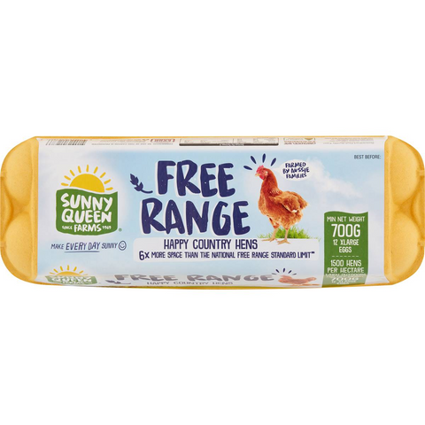 Sunny Queen 12 Extra Large Free Range Eggs 700g