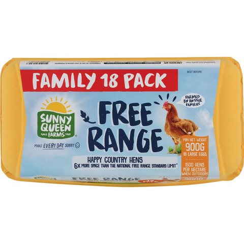 Sunny Queen 18 Large Free Range Eggs 900g