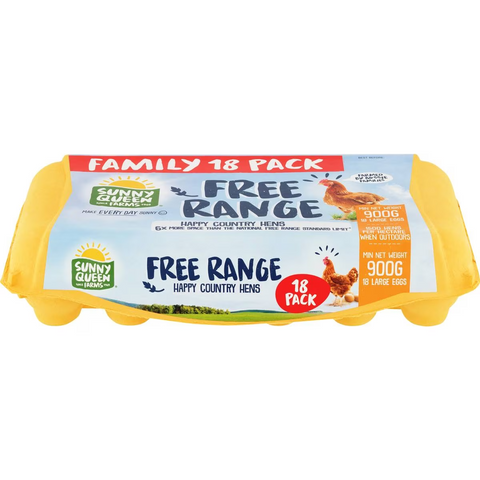 Sunny Queen 18 Large Free Range Eggs 900g