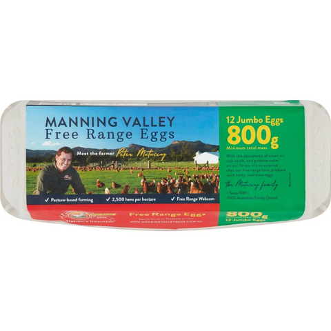 Manning Valley 12 Jumbo Free Range Eggs 800g