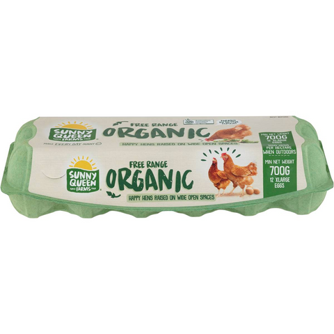 Sunny Queen 12 Extra Large Organic Free Range Eggs 700g