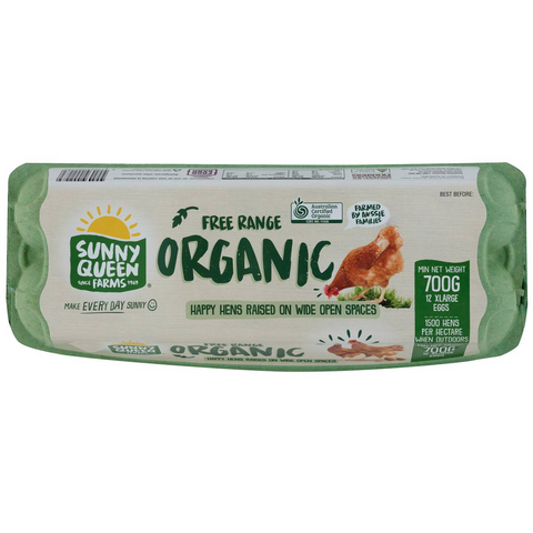 Sunny Queen 12 Extra Large Organic Free Range Eggs 700g