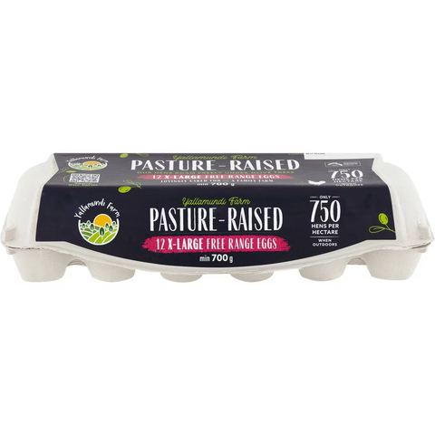 Yallamundi Farm 12 Extra Large Pasture Raised Free Range Eggs 700g