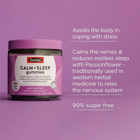 Swisse Ultiboost Calm + Sleep Gummies For Sleep Support 60 Pack