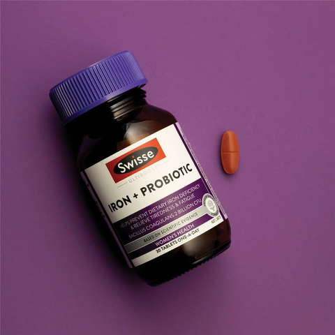 Swisse Ultiboost Iron + Probiotic Capsules Helps Relieve Fatigue 30 Pack