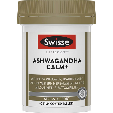 Swisse Ultiboost Ashwagandha Calm+ Tablets For Stress Support 60 Pack