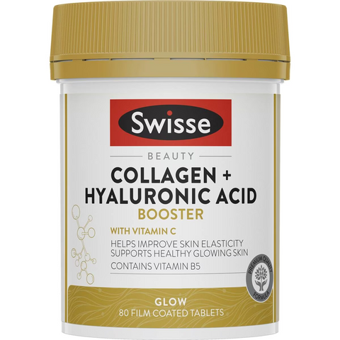 Swisse Beauty Collagen + Hyaluronic Acid Booster Tablets For Skin 80 Pack