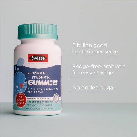 Swisse Kids Probiotic + Probiotic Gummies For Gut Health 45 Pack