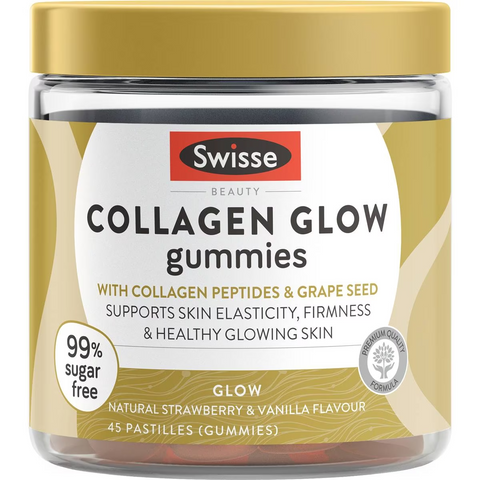 Swisse Beauty Collagen Glow Gummies Strawberry & Vanilla Flavour 45 Pack