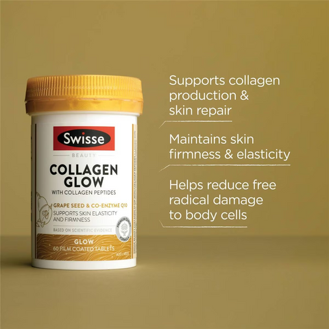 Swisse Beauty Collagen Glow Tablets For Skin Elasticity + Firmness 60 Pack