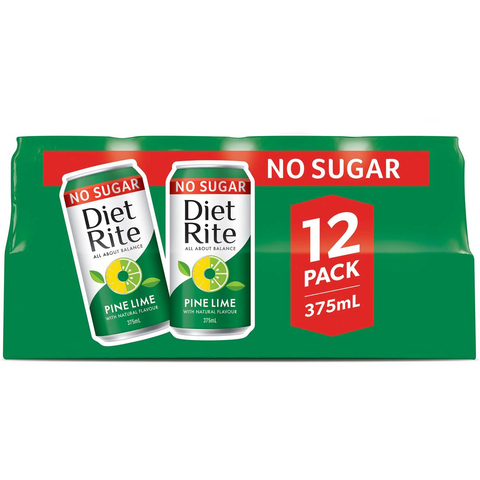 Diet Rite No Sugar Pine Lime Cans 12 X 375ml