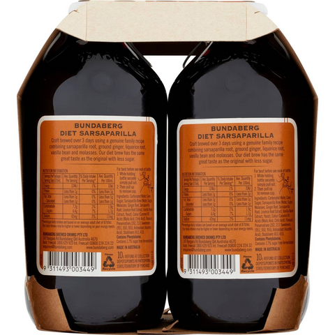 Bundaberg Diet Sarsaparilla 375ml X4 Pack