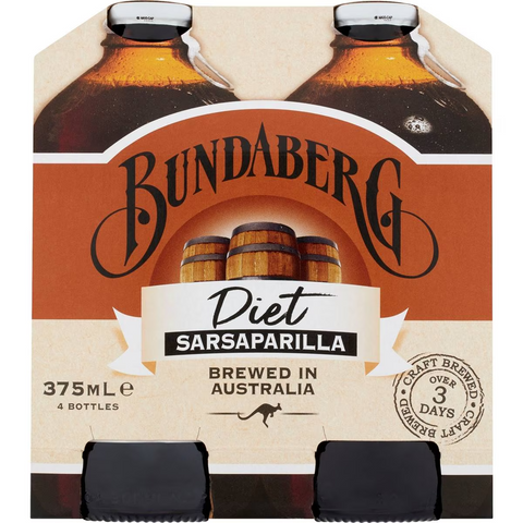 Bundaberg Diet Sarsaparilla 375ml X4 Pack