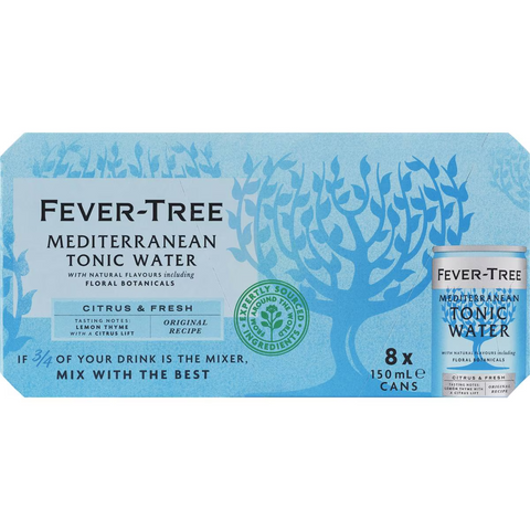 Fever-tree Mediterranean Tonic Cans 150 Ml X8 Pack