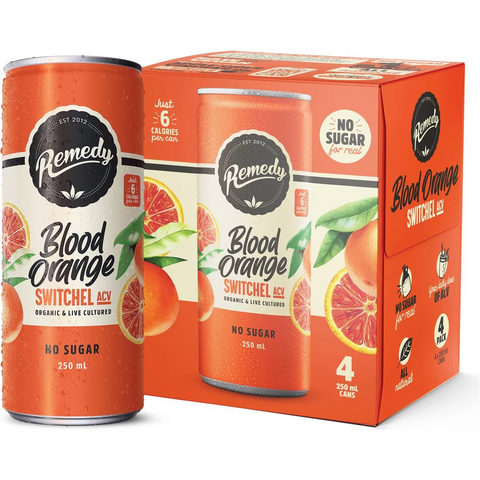 Remedy Switchel Blood Orange Cans 250ml X4 Pack